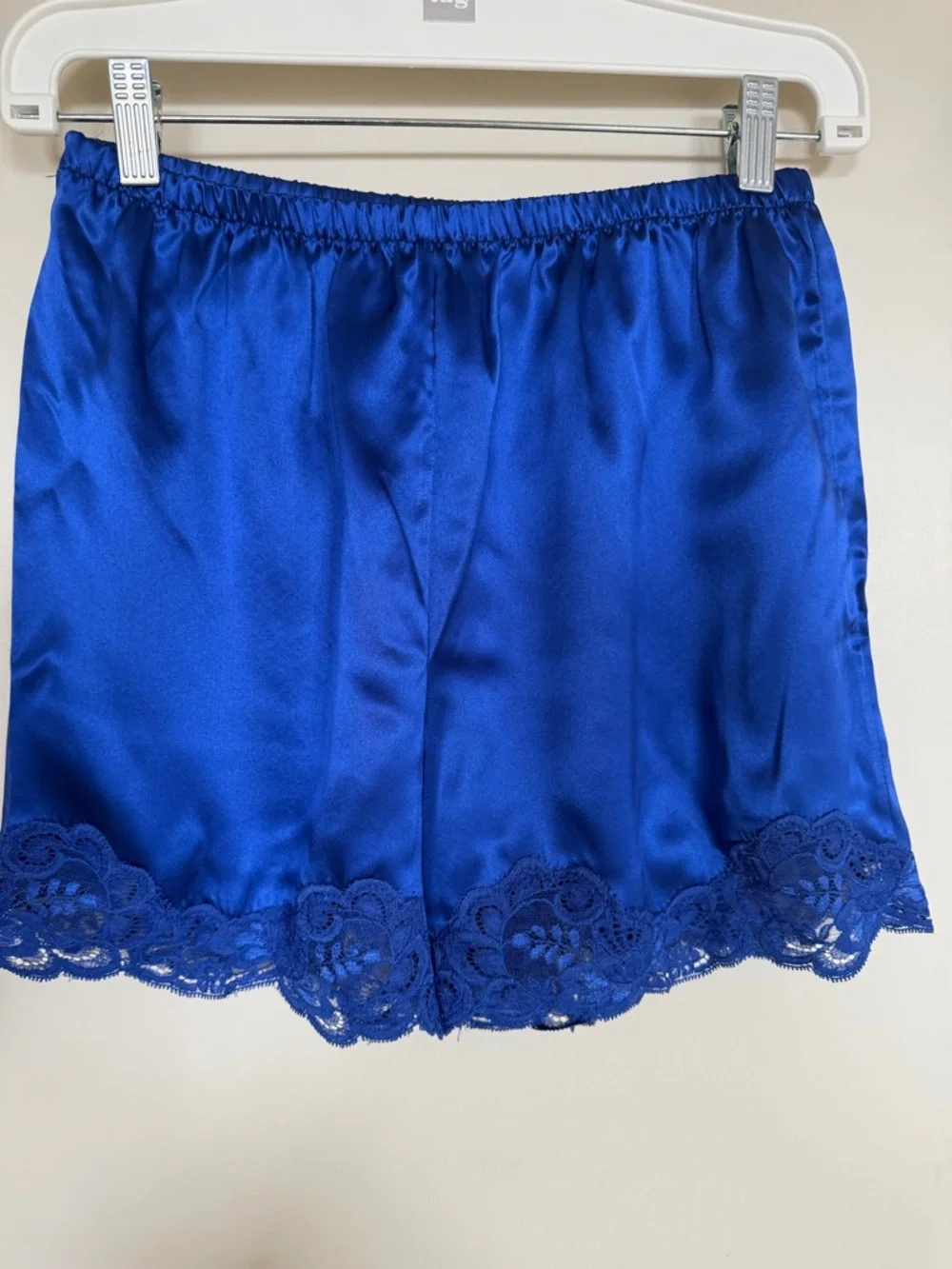 Unmentionables 100% Silk Blue Lace Trim Pajama Set Size M Vintage - Picture 6 of 14
